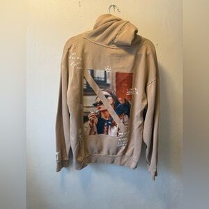 Trio Urban Graphic Hoodie Large Tan Brown Streetwear Oversized Drip Art Love